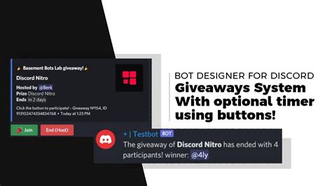 Read Desc Giveaway System With Buttons And Timer Bot Designer For Discord Guide No