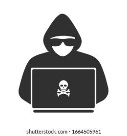 Hacker Laptop Icon Flat Illustration Hacker Stock Vector Royalty Free