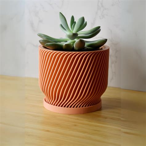 Red Wax Planter Pot Drainage Hole Drip Tray Modern Minimal Home