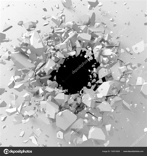 Explosion Hole In Concrete Cracked Wall — Stock Photo © Versusstudio