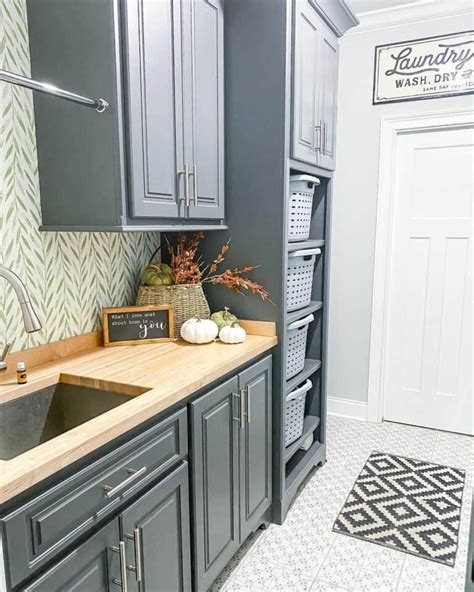 Mudroom With Dark Gray Cabinets Soul Lane