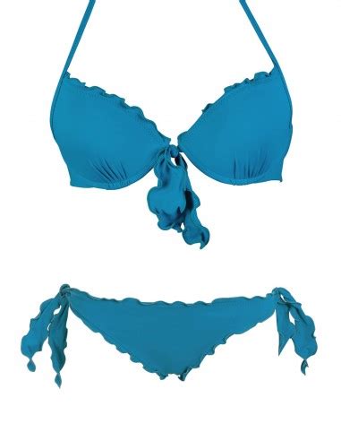 Bikini Super Push Up Frou Frou Con Slip O Brasiliana Fiocchi Petrolio