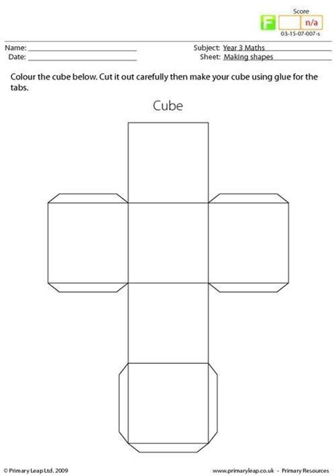 Cube Worksheets For Kindergarten Primaryleap Making Shapes Cube Worksheet Kindergarten