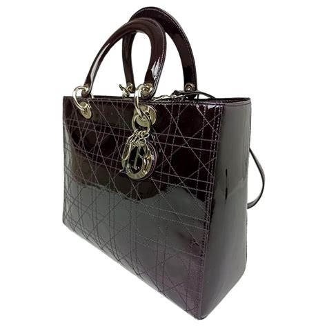 Cartable Lady Dior En Cuir Verni Marron Cannage Dior Cuir Vernis Marron