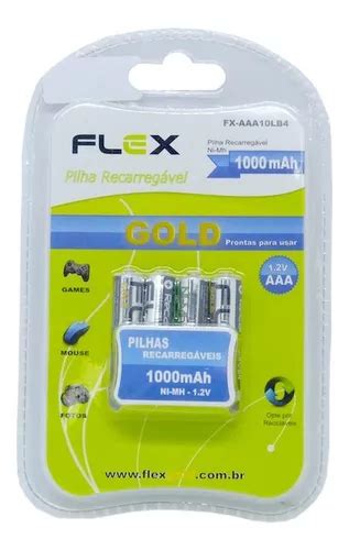 Flex Gold Pilha Recarreg Vel Aaa V Mah C Mercadolivre