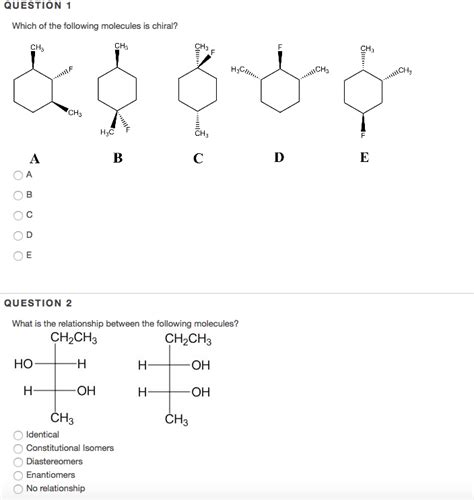 Solved Which Of The Following Molecules Is Chiral What Is Chegg