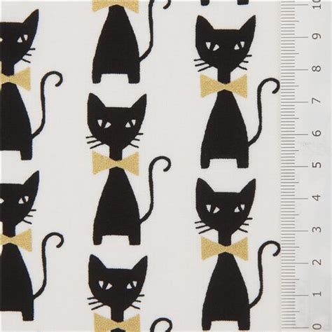 Metallic Gold And White Fabric With Black Cats By Robert Kaufman Modes4u