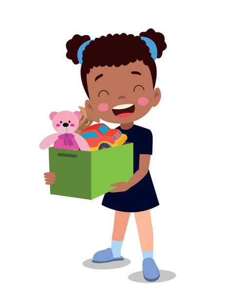 Cute Boy Picking Up His Toys In The Toy Box 16059213 Vector Art At Vecteezy