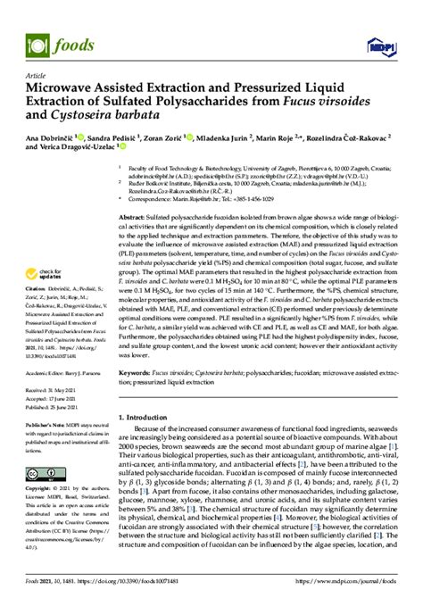 Pdf Microwave Assisted Extraction And Pressurized Liquid Extraction Of Sulfated