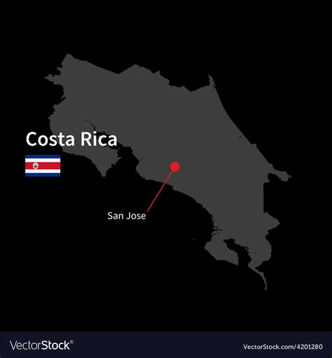 Detailed map of costa rica and capital city san Vector Image