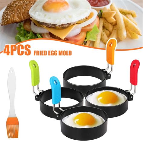 Protoiya Nonstick Egg Rings Set Of Round Crumpet Ring Mold Shaper For