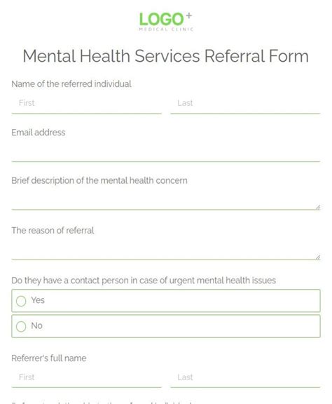 Free Mental Health Services Referral Form Template