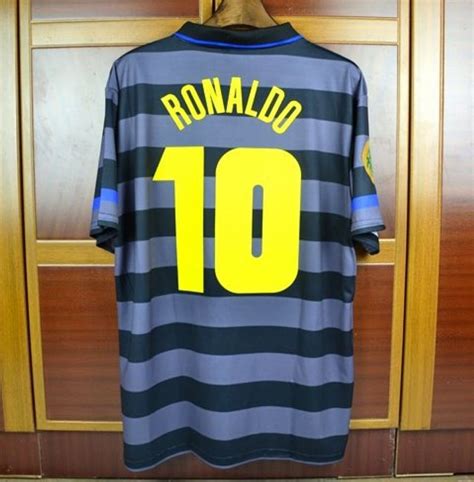 Acheter 1998 Vintage Throwback Calcio Maglia 98 Inter Retro Ronaldo