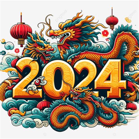 Dragon Spring Festival Chinese New Year 2024 Typography Year Of The