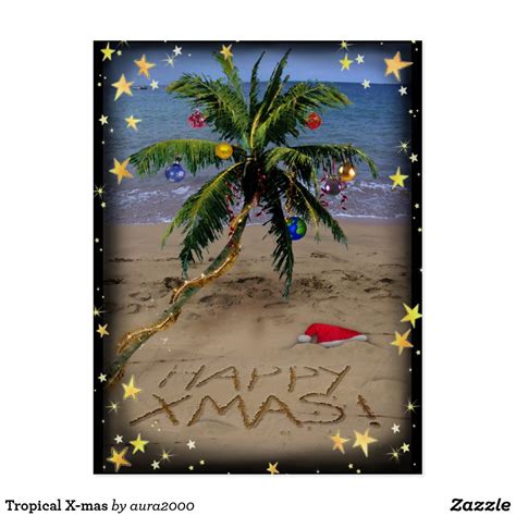 Tropical X Mas Holiday Postcard Tropical Christmas Cards Tropical Christmas