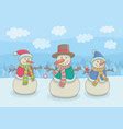 Cute Snowmen Couple Hugging Merry Christmas Card Vector Image