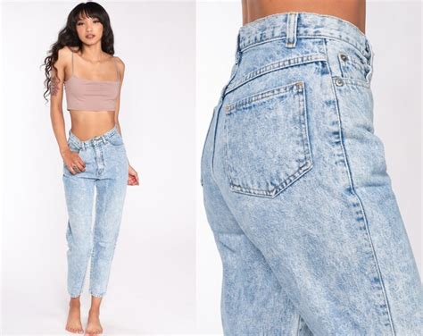 Acid Wash Jeans 80s 90s Sasson Mom Jeans Denim High Waist Etsy