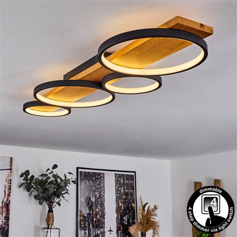 Rodekro Plafoniera Led Legno Chiaro Nero H Lampada It