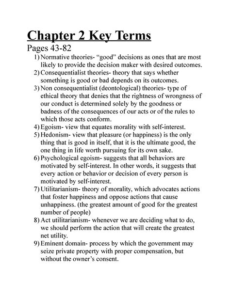 Chapter 2 Key Terms Chapter 2 Key Terms Pages 43 Normative Theories