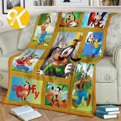 Vintage Disney Goofy In Many Scenes In Cartoon Throw Blanket Kaiteez