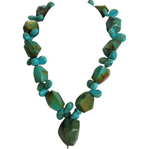 Sterling And Turquoise Statement Necklace From Antiquesofriveroaks On Ruby Lane