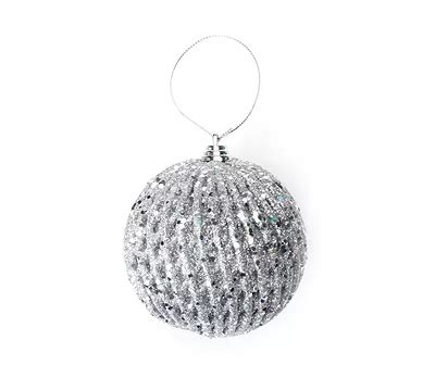 Winter Wonder Lane Silver Glitter Ball Ornaments, 4-Pack | Big Lots