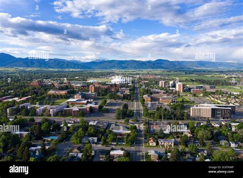 Aerial View Of The Campus At Montana State University Bozeman Stock