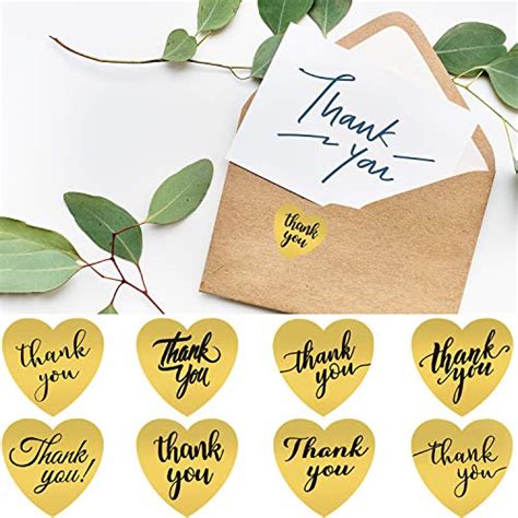 BQTQ 2000 Pcs Thank You Sticker Heart Shape 4 Roll Thank You Stickers