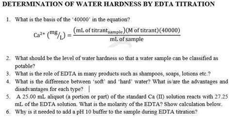 Water Hardness Edta Titration Calculations Example 47 Off