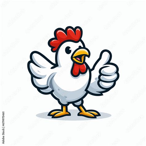 Cartoon Vector Cute Chicken Giving Thumbs Up Cartoon Vector Icon