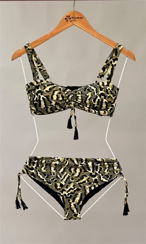 Bikini Alessa Print Leopardo Verde Praia Brava