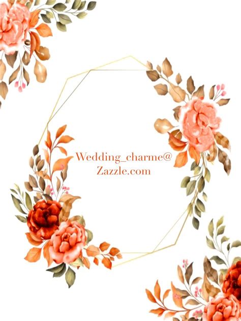 An Orange And Pink Flower Wreath Frame With The Words Wedding Charme On