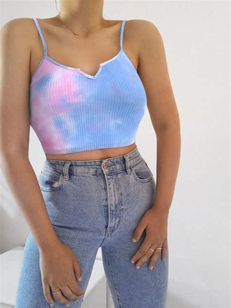 [62 Off] 2021 Zaful Ribbed Tie Dye Crop Top In Multi A Zaful