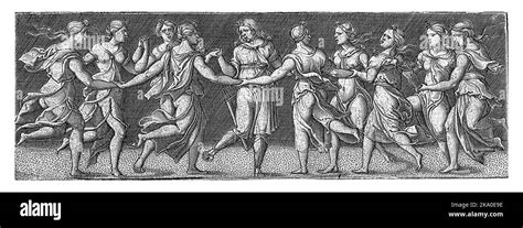 The Nine Muses And Apollo Do A Round Dance Apollo With Quiver On The