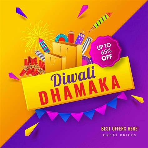 Diwali Dhamaka poster or template design with discount offer and ...