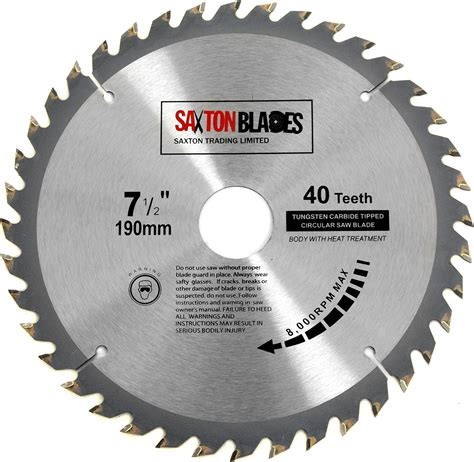 TCT19040T Saxton TCT Circular Wood Saw Blade 190mm X 30mm X Bore X 40T