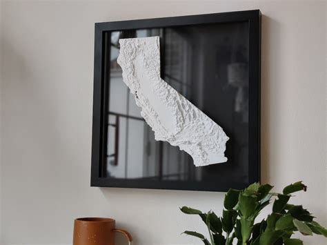 California 3D Topographic Map 3D State Map of California Wall Art 3D ...