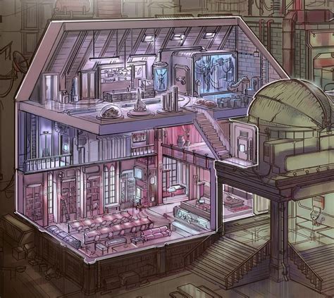 Feng Zhu Design Rpg Game Cutaways Architecture Sketch Environment