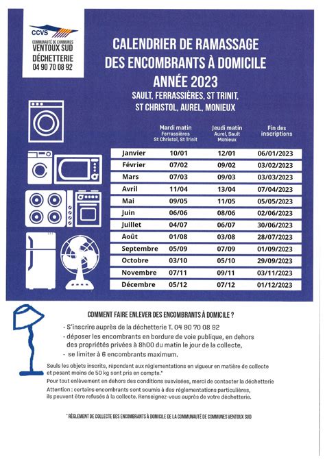 Calendrier De Ramassage Des Encombrants Domicile Commune De