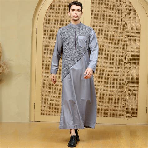 Ready Stock Mens Long Sleeve Aman Abaya Stand Collar Plain Cotton