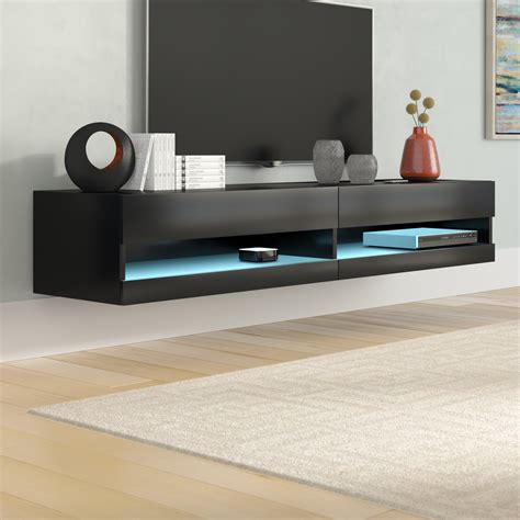 Vigo Black Wall Mounted Floating Modern 71 Tv Stand By Meble Furniture