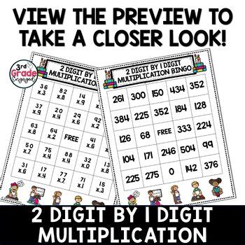 2 Digit By 1 Digit Multiplication Math Bingo Game By 3rd Grade Engaged