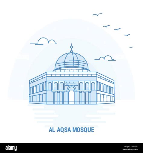 Al Aqsa Mosque Blue Landmark Creative Background And Poster Template