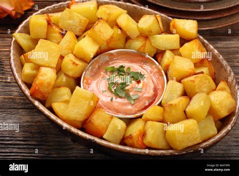 Patatas Bravas Traditionelle Spanische Kartoffeln Snack Tapas