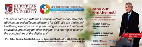 Centre Of Executive Education Cee And Disruptive Leadership Institute