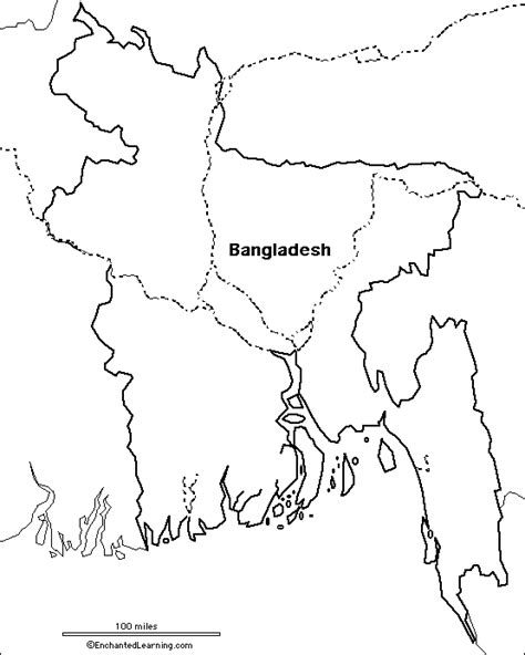 Outline Map Research Activity #1 - Bangladesh - EnchantedLearning.com