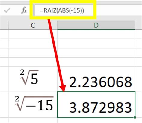 Funci N Ra Z En Excel Ra Z Cuadrada Ra Z C Bica Cuarta Quinta