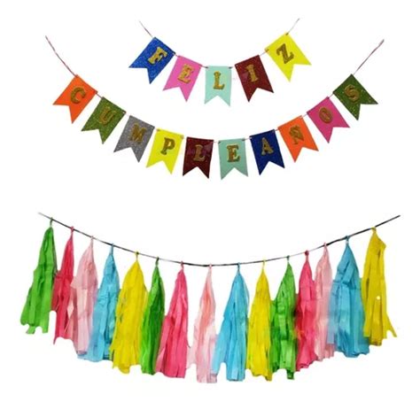 Banner Letrero Diamantado Feliz Cumpleaños Guirnalda Mercadolibre