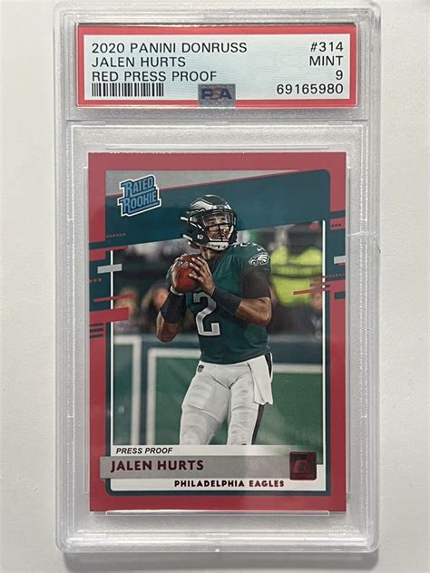 2020 Panini Donruss Rated Rookie Press Proof Red 314 Jalen Hurts RC