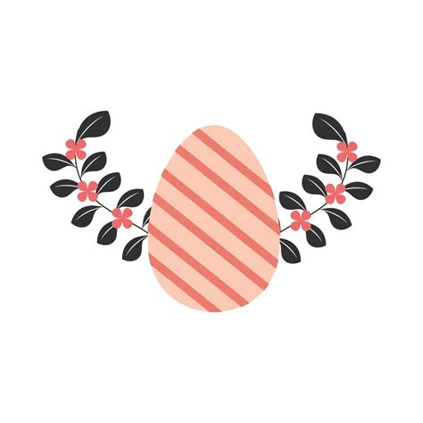 Happy Easter Striped Egg And Leaves Decoration 2496088 Vector Art At